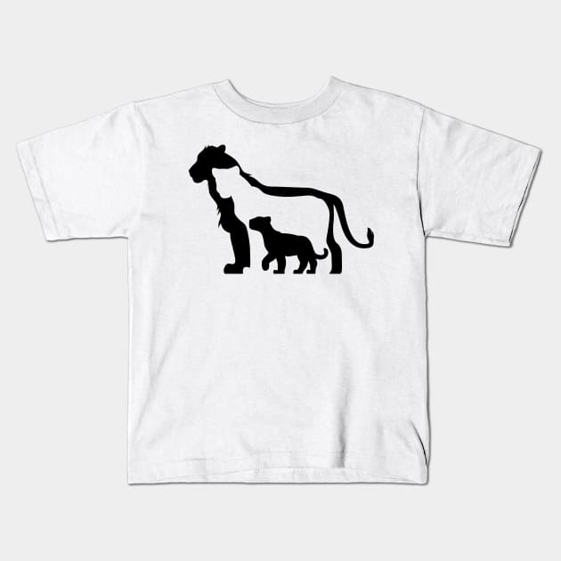 Black and White Lions Kids T-Shirt by SakuraDragon
